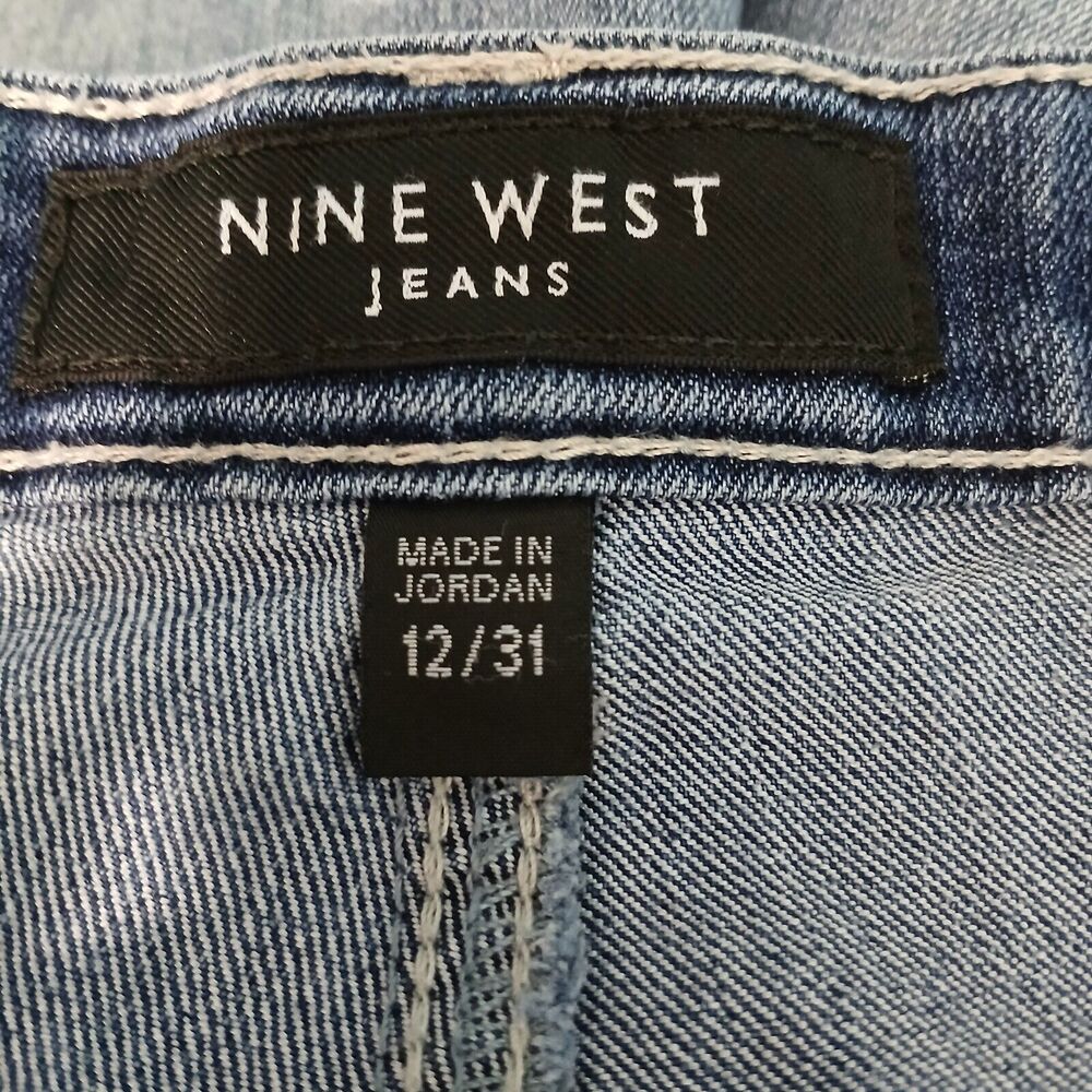 Nine West West End Fit Crop Women 12 Blue Cuffed Mid Rise Jeans - Picture 7 of 13